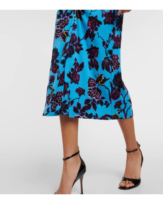 Diane von Furstenberg Blue Chrisey Floral Midi Dress