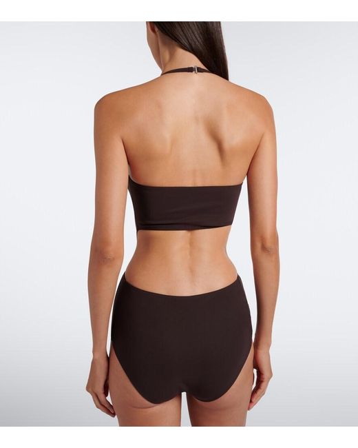Alaïa Brown Draped Halterneck Swimsuit