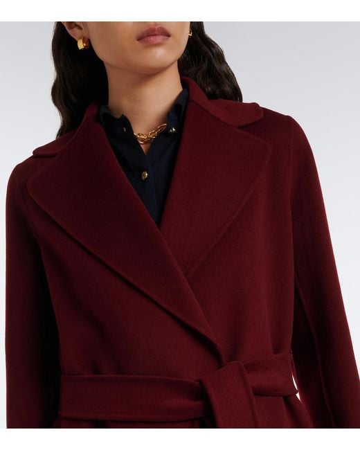 Max Mara Red Wool Wrap Coat