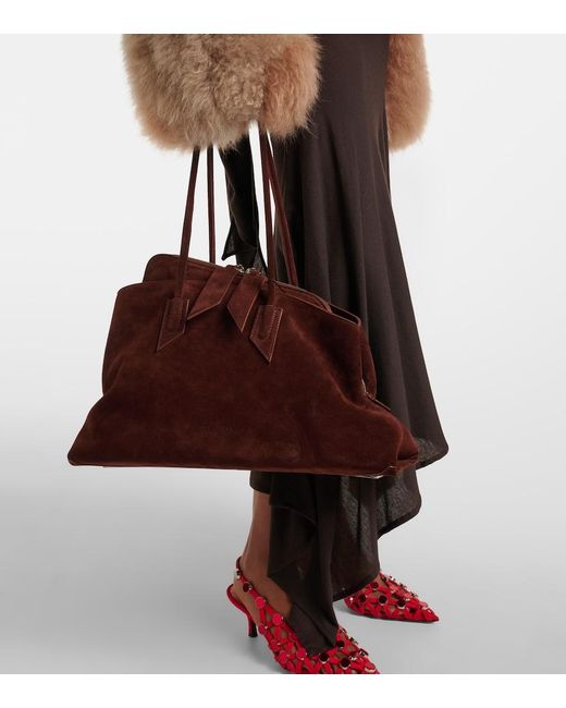 The Attico Brown La Passeggiata Medium Suede Tote Bag