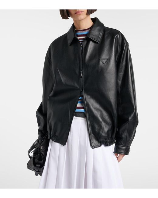 Prada Black Leather Blouson Jacket