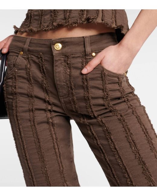 Blumarine Brown Low-rise Cotton-blend Cropped Pants