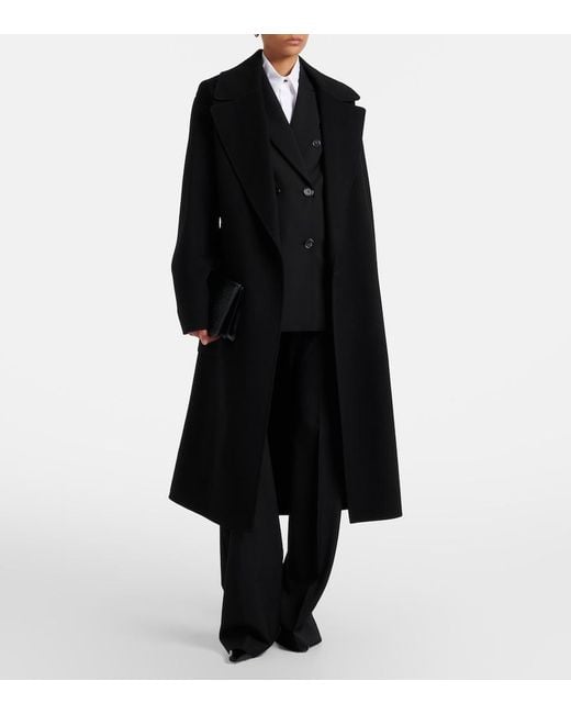 Sportmax Black Belted Oversized Virgin Wool Wrap Coat