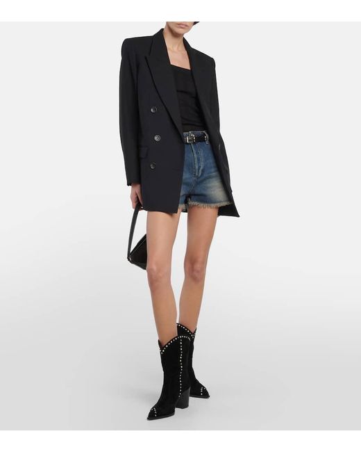 Gianvito Rossi Black Denver Studded Suede Cowboy Boots