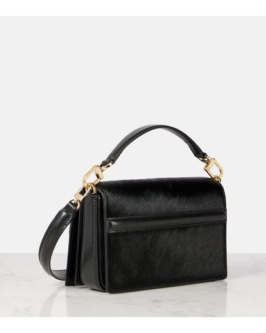 Totême  Black Tote T-Flap Mini Aus Kalbshaar