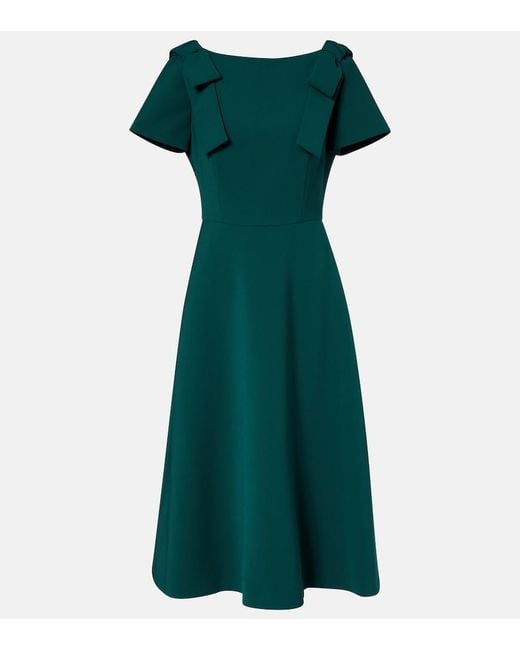 Carolina Herrera Green Bow-Detail Crepe Midi Dress