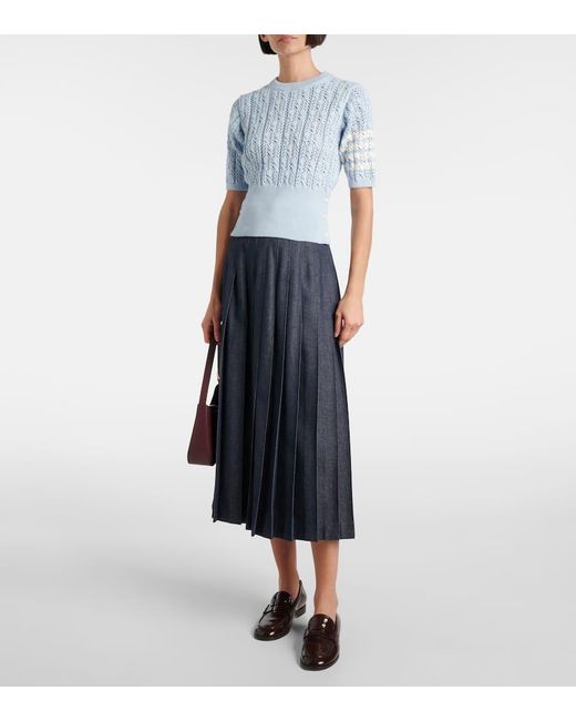 Top 4-Bar di Thom Browne in Blue
