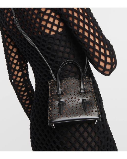 Alaïa Black Mina 16 Vienne Wave Leather Tote Bag