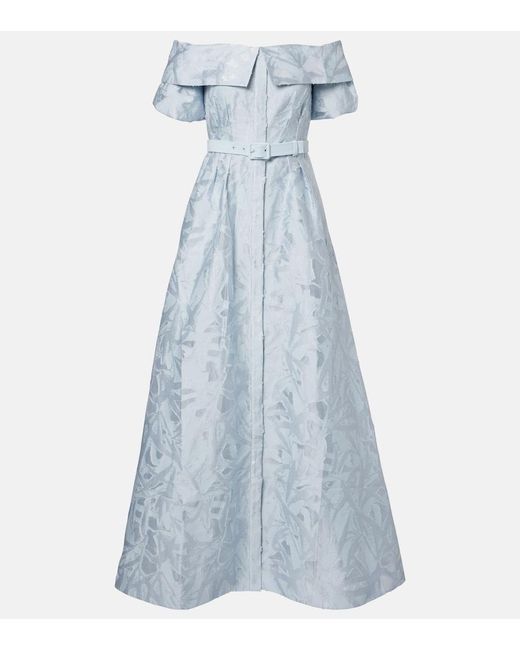 Rebecca Vallance Blue Bridal Anneli Cotton-Blend Brocade Gown