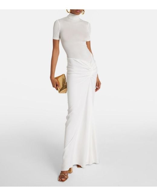 Christopher Esber White Fusion Ruched Maxi Dress