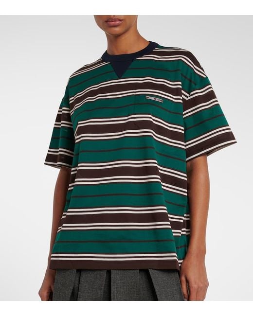 Tシャツ・カットソー PRADA Sage Green Jersey T-Shirt PRADA Size XL Forest Green Cotton Blend Crew Neck T-shirt