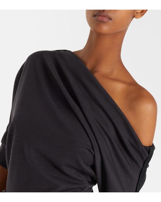 Lemaire Blue Twisted Hem Jersey Midi Dress