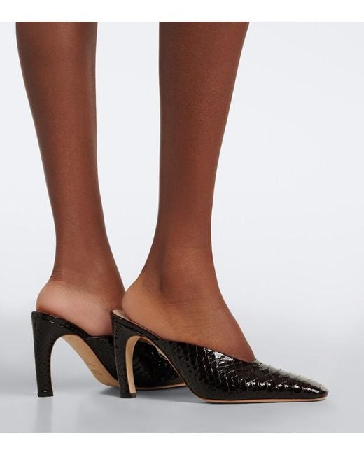 Malone Souliers Brown Rowe Croc-Effect Patent Leather Mules