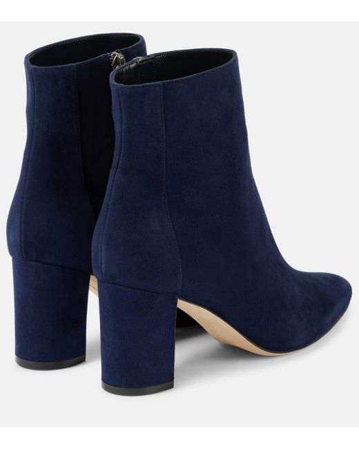 Manolo Blahnik Blue Rosie Suede Ankle Boots