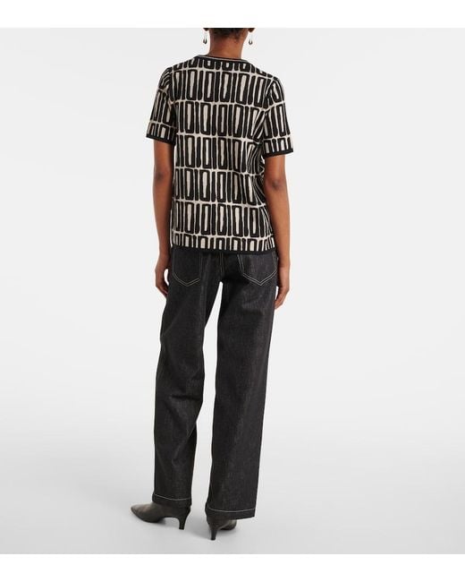 Max Mara Black Max Mara Ramo Printed Cotton Top