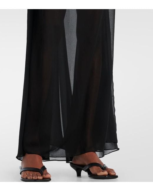 Adriana Degreas Black Holiday Embellished Chiffon Maxi Dress