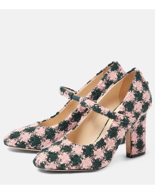 Emilia Wickstead Metallic Orelia Checked Tweed Mary Jane Pumps