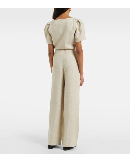 Faithfull The Brand Natural Meave Linen Wide-Leg Pants