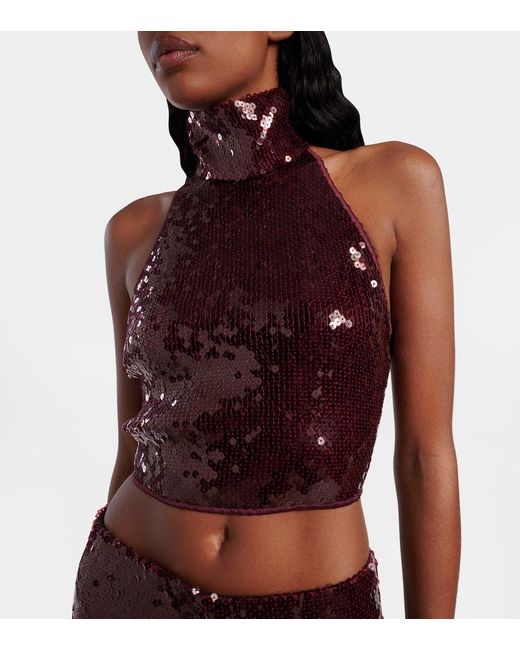 Oseree Red Sequined Top