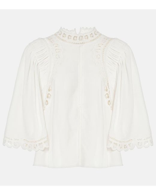 Isabel Marant White Enoha Broderie Anglaise Crepe Blouse