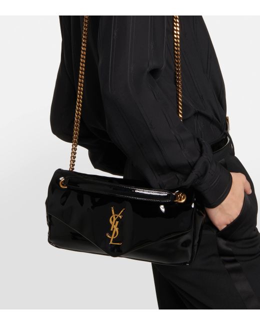 Saint Laurent Black Calypso Patent Leather Shoulder Bag