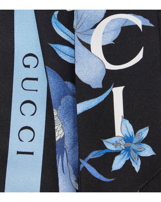 Gucci Blue Floral Silk Scarf