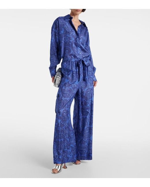 Zimmermann Blue Silk Cargo Pants