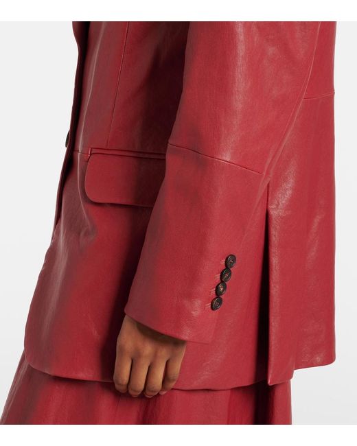 Brunello Cucinelli Red Leather Blazer