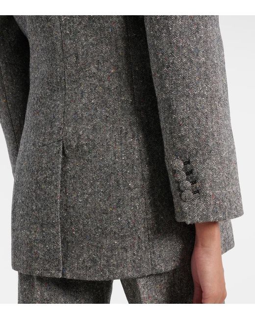 Valentino Gray Double-Breasted Wool-Blend Blazer