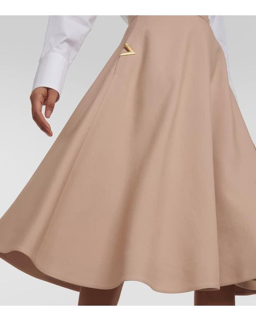 Falda midi de Crepe Couture con VGold Valentino de color Natural
