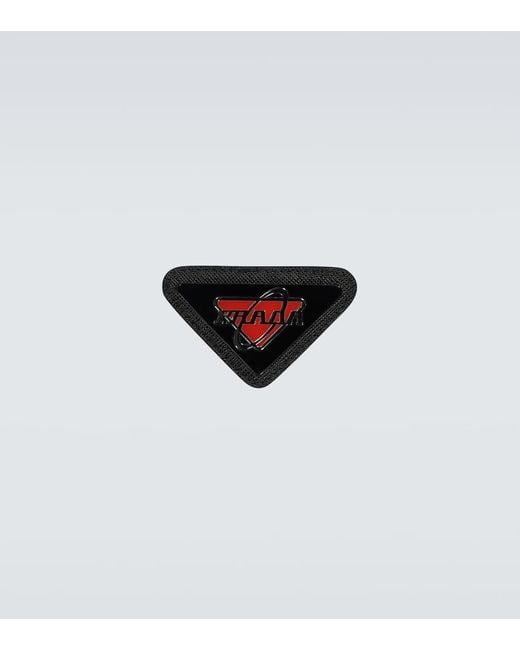 Prada White Leather-Trimmed Logo Badge for men