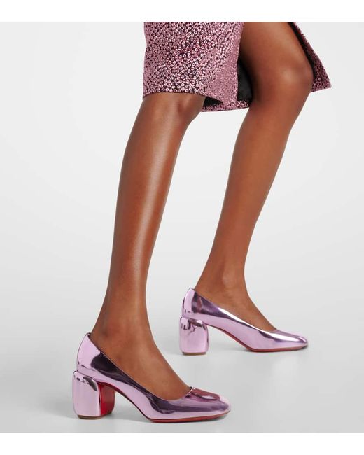 Christian Louboutin Purple Minny 70 Metallic Leather Pumps