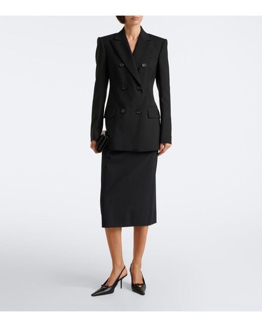 Sportmax Black Wool-Blend Pencil Skirt