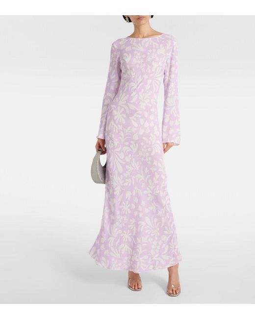 Rixo Purple Alondra Printed Maxi Dress