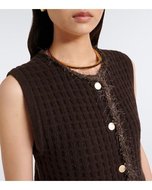 Jardin Des Orangers Black Waffle-Knit Wool And Cashmere Sweater Vest