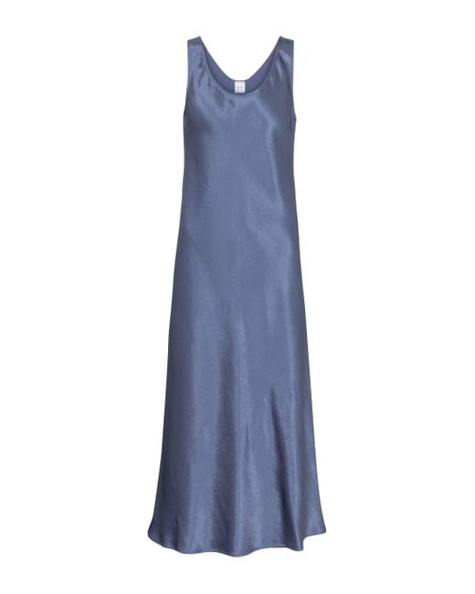 Max Mara Blue Leisure Talete Satin Midi Dress
