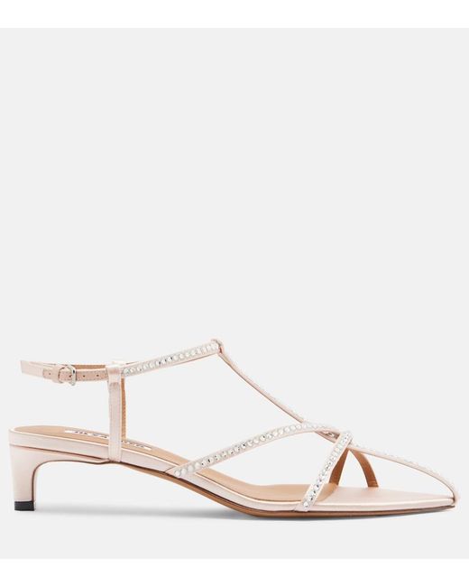 Jil Sander Natural Cage Crystal-Embellished Leather Sandals