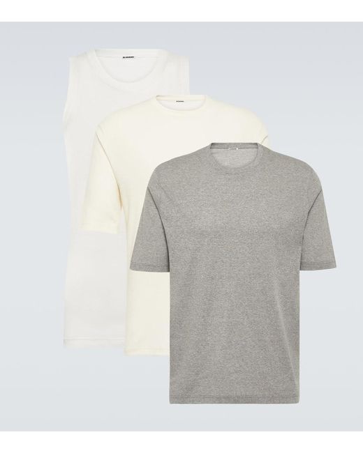 Set de 3 de tops de jersey de algodon Jil Sander de hombre de color Gray