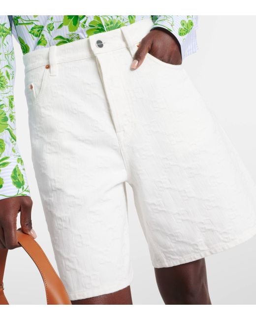 Bermuda GG en jacquard de jean Gucci en coloris White