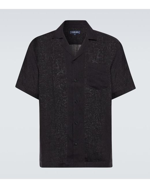 Camicia bowling Angelo in lino di Frescobol Carioca in Black da Uomo