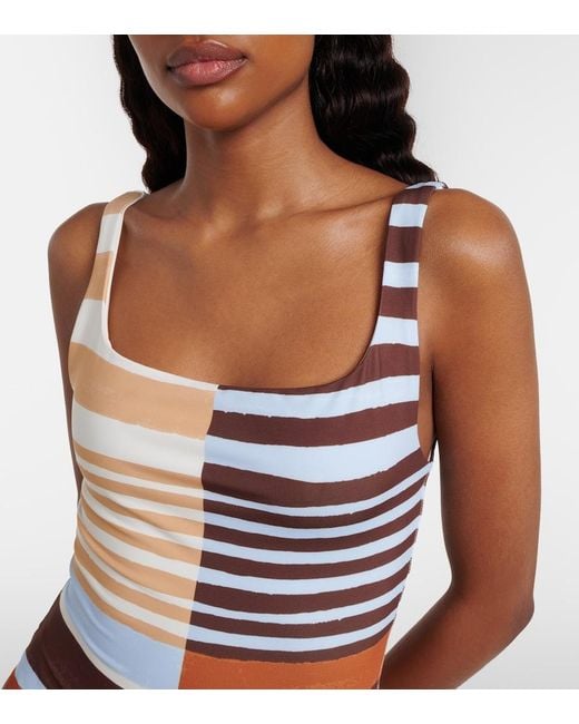 Cala De La Cruz White Vienna Striped Swimsuit