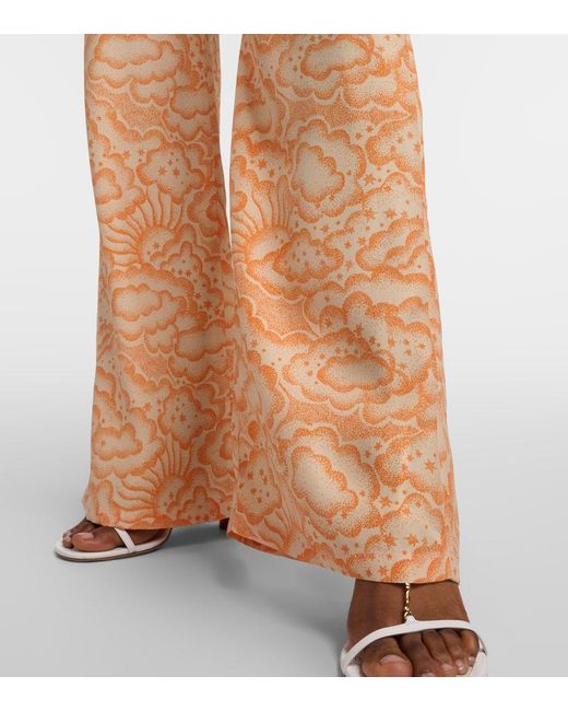 Pantalones de seda de tiro medio Stella McCartney de color Yellow