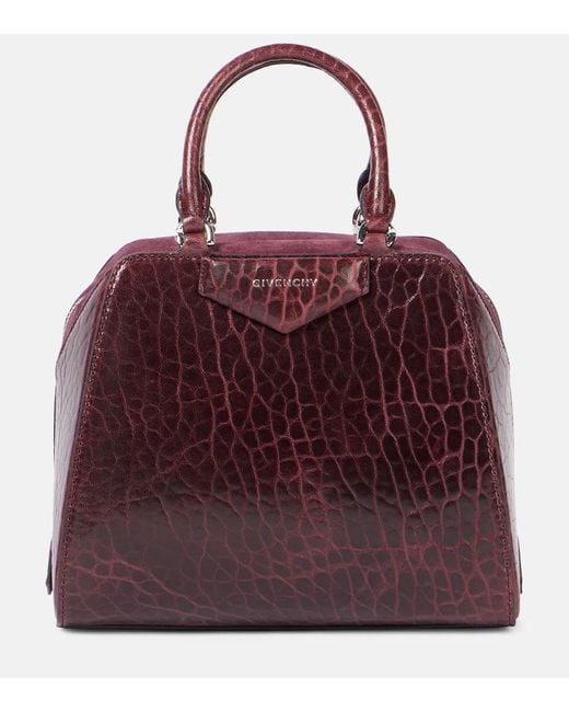 Givenchy Red Antigona Cube Mini Patent Leather Tote Bag