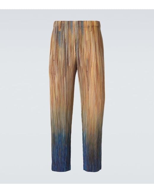 Homme Plissé Issey Miyake Natural Paint Brush Close-Up Pleated Straight Pants for men