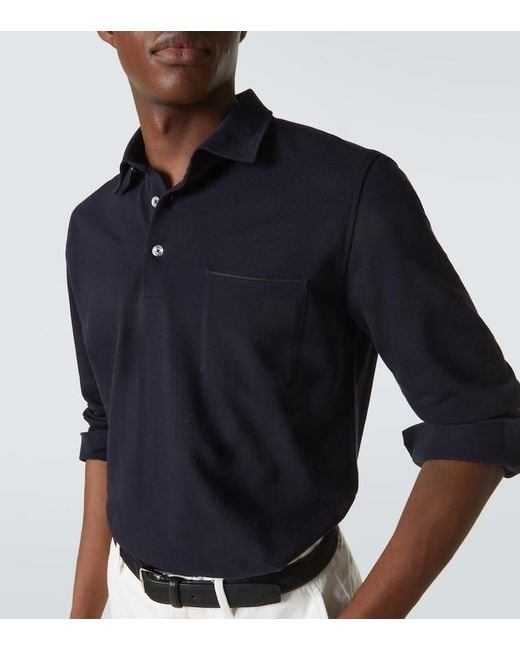 Zegna Blue Logo Cotton Polo Shirt for men