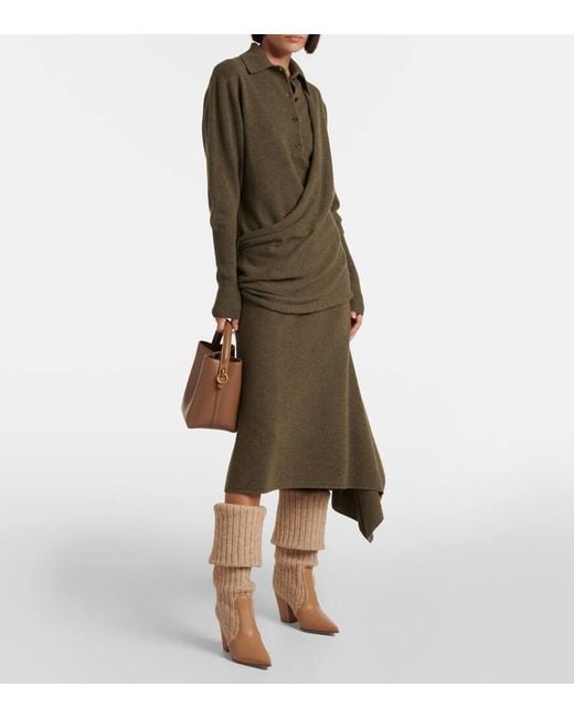 Gianvito Rossi Natural Leather-Trimmed Knee-High Boots