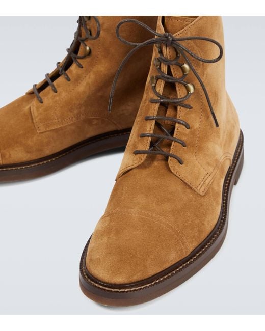 Brunello Cucinelli Brown Suede Ankle Boots for men