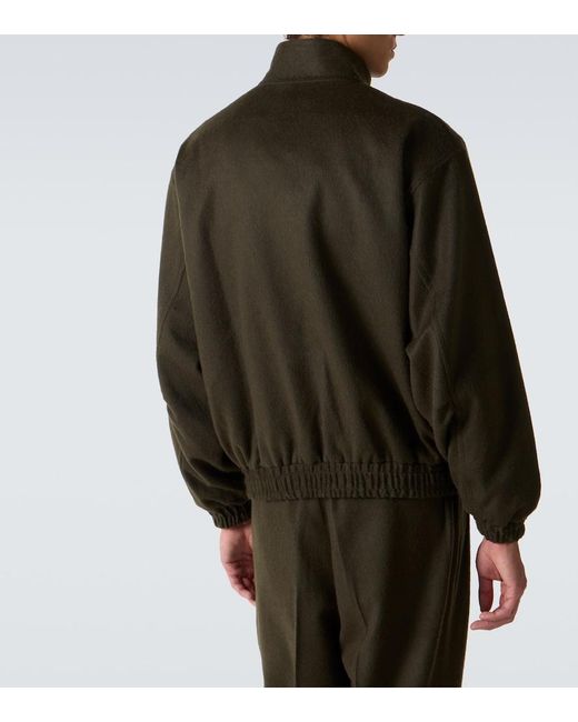 Auralee Green Camel Hair Flannel Blouson Jacket for men