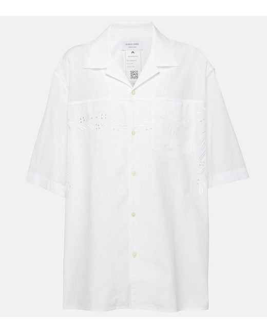 MARINE SERRE White Regenerated Household Cotton Bowling Shirt