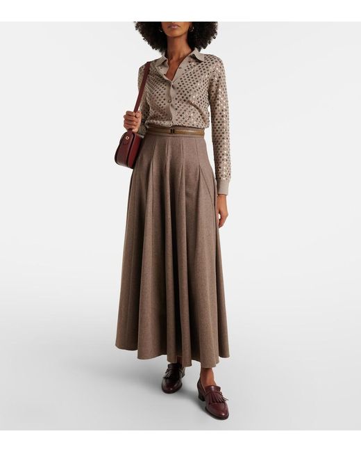 Max Mara Brown Ragno Sequined Virgin Wool Cardigan